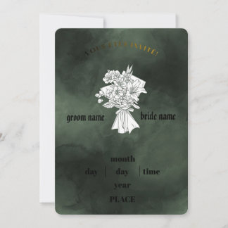 Convite de Casamento Floral Branco e Verde Esmeral