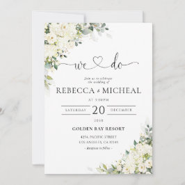 Convite de Casamento Floral Branco Elegante