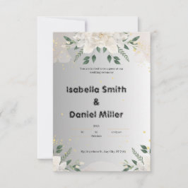 Convite de Casamento Floral Branco Elegante