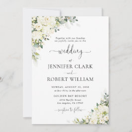 Convite de Casamento Floral Branco Elegante