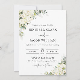 Convite de Casamento Floral Branco Elegante