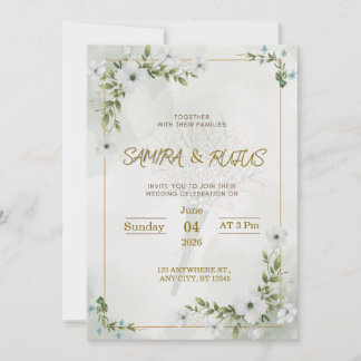 Convite de Casamento Floral Branco Elegante