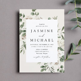 Convite de Casamento Floral Branco Elegante
