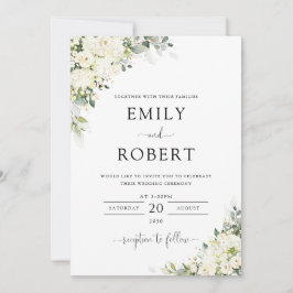 Convite de Casamento Floral Branco Elegante