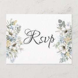 Convite de Casamento Floral Branco Elegante em Car