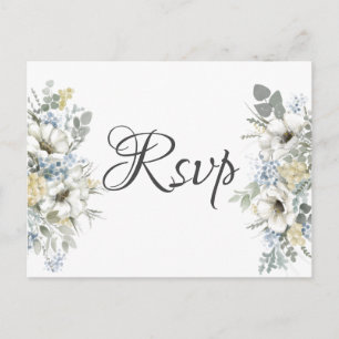 Convite de Casamento Floral Branco Elegante em Car