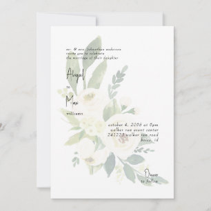 Convite de Casamento Floral Branco Elegante Modern