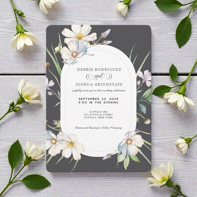 Convite de Casamento Floral Branco em Aquarela c/  (Criador carregado)