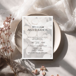 Convite de Casamento Floral Branco Minimalista Mod