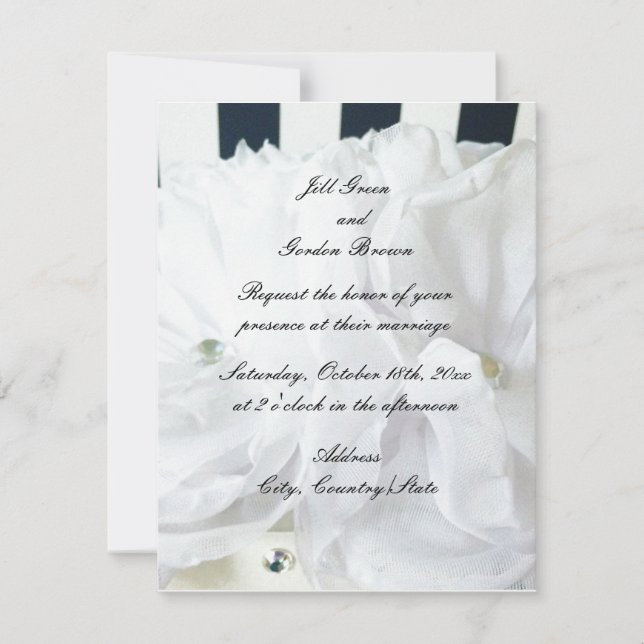 Convite de Casamento Floral Branco Romântico (Frente)
