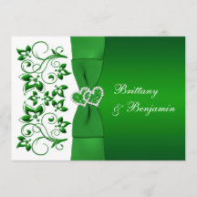 CONVITE DE CASAMENTO Floral Branco, Verde-Frita, I