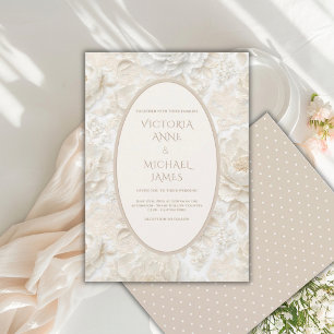 Convite de Casamento Floral Branco Vintage Elegant