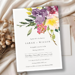 Convite de casamento Floral Brilhante Amarelo Bril