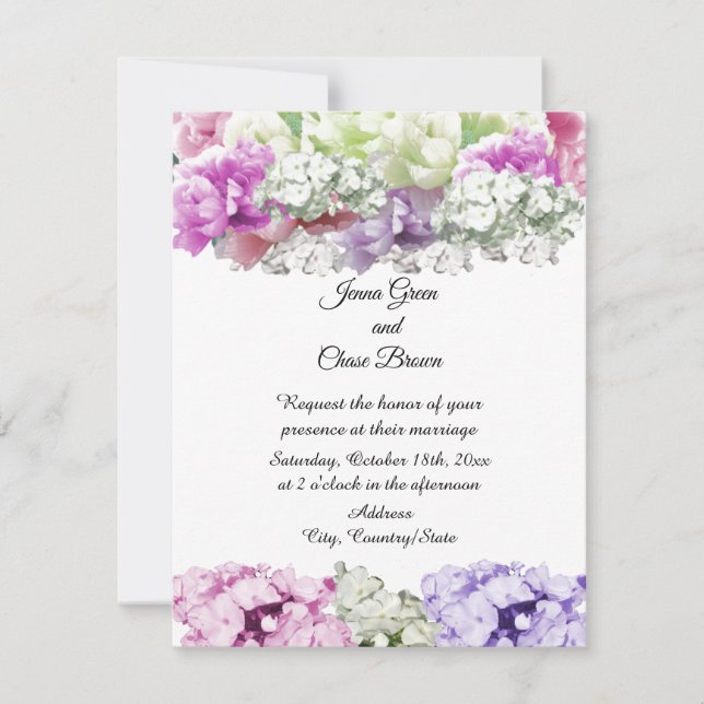 Convite de Casamento Floral Buquê Misto (Frente)