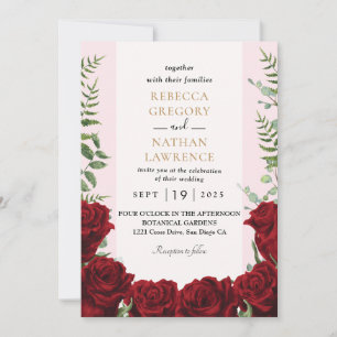 convite de casamento floral burgundy
