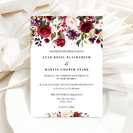 Convite De Casamento Floral Burgundy