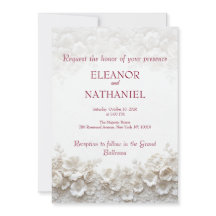 Convite de Casamento Floral Burgundy 3D Branco
