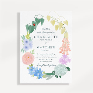 Convite de Casamento Floral Caprichoso Pintado à M