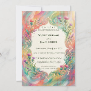 Convite de Casamento Floral Cardo de Chuva de Core