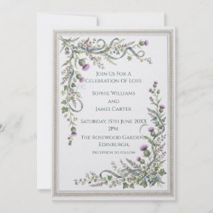 Convite de Casamento Floral Celta Prateado