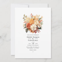 Convite de Casamento Floral Champanhe e Marfim