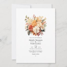 Convite de Casamento Floral Champanhe e Marfim