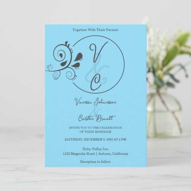 Convite de Casamento Floral Chic Simples (Em pé/Frente)