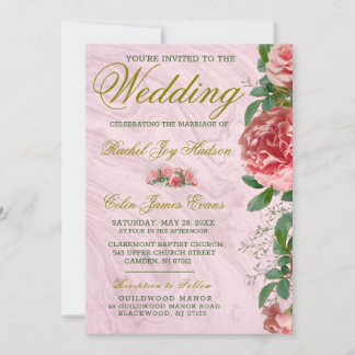 Convite de Casamento Floral Clássico com Verdejant