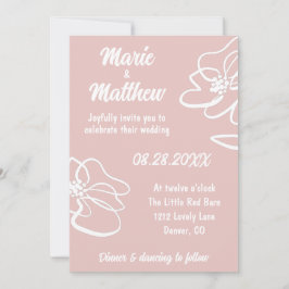 Convite De Casamento Floral Clássico De Blush De F