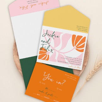 Convite de Casamento Floral Colorido Boho Chic Ret