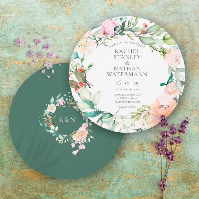 Convite de Casamento Floral com Aguarela (Criador carregado)