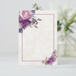 Convite de casamento floral com aguarela violeta o