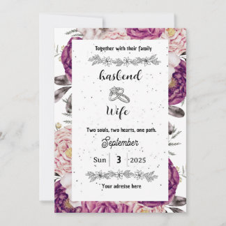 Convite de Casamento Floral com Aquarela em Tons d