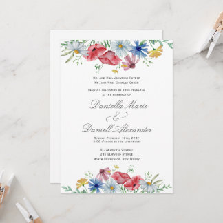 Convite de Casamento Floral com Aquarela para Igre
