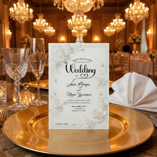 Convite de Casamento Floral com Borda de Rosa Bran
