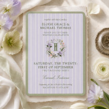 Convite de Casamento Floral com Faixa de Lavanda p