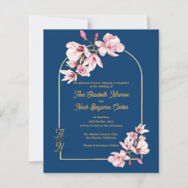 Convite de Casamento Floral com Foto da Marinha Mo