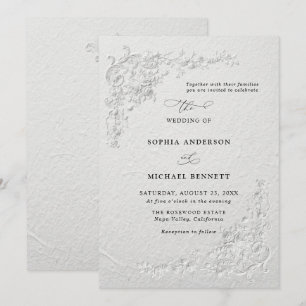 Convite de Casamento Floral com Relevo Falso