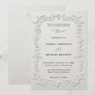 Convite de Casamento Floral com Relevo Falso