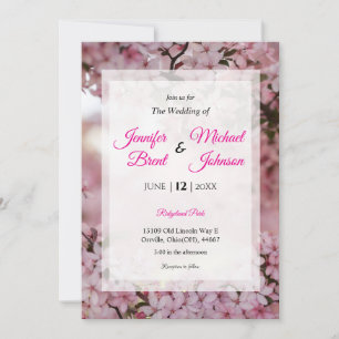 Convite de casamento floral cor de rosa