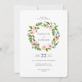 Convite de casamento floral cor-de-rosa