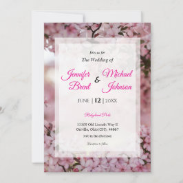 Convite de casamento floral cor de rosa