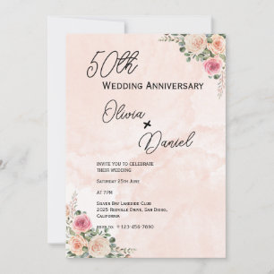 Convite de Casamento Floral Cor-de-Rosa Fresco par
