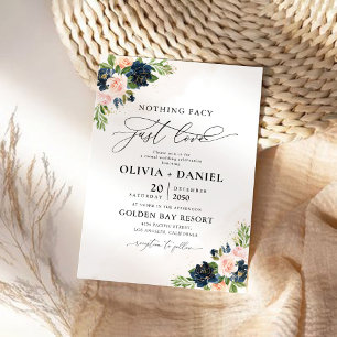 Convite De Casamento Floral Cor-De-Rosa marinho