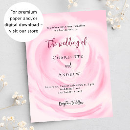 Convite de casamento floral cor-de-rosa mole