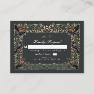 Convite de Casamento Floral Corvo Gótico Encantado