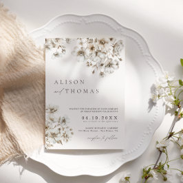 Convite de Casamento Floral Creme Boho Rústico