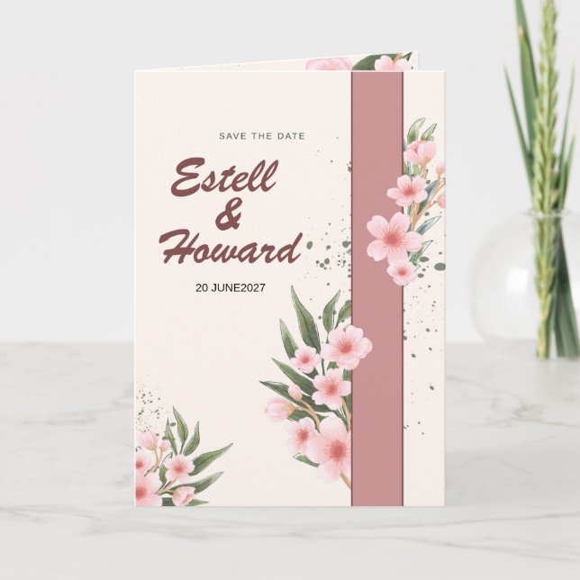Convite de Casamento Floral Creme Elegante (Frente)