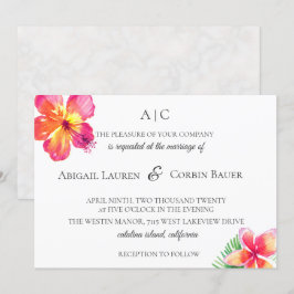 Convite De Casamento Floral Da Ilha Tropical