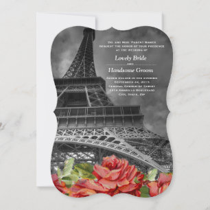 Convite De Casamento Floral Da Torre Eiffel Torre